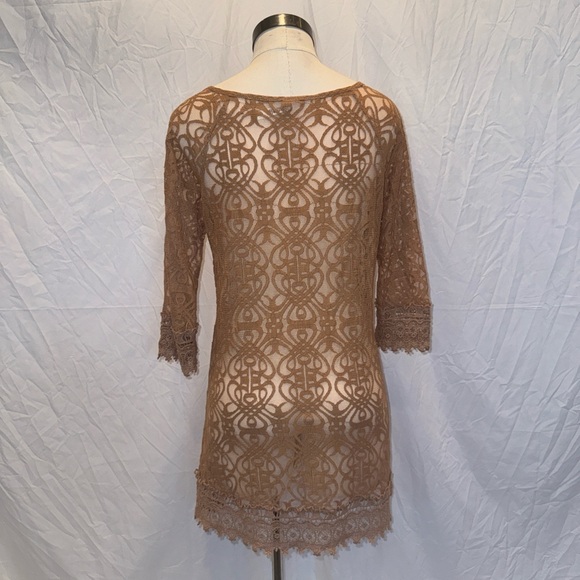 Y2K 2000s Boho Coconut Girl Lace Mini Slip Coverup Dress - Picture 4 of 10